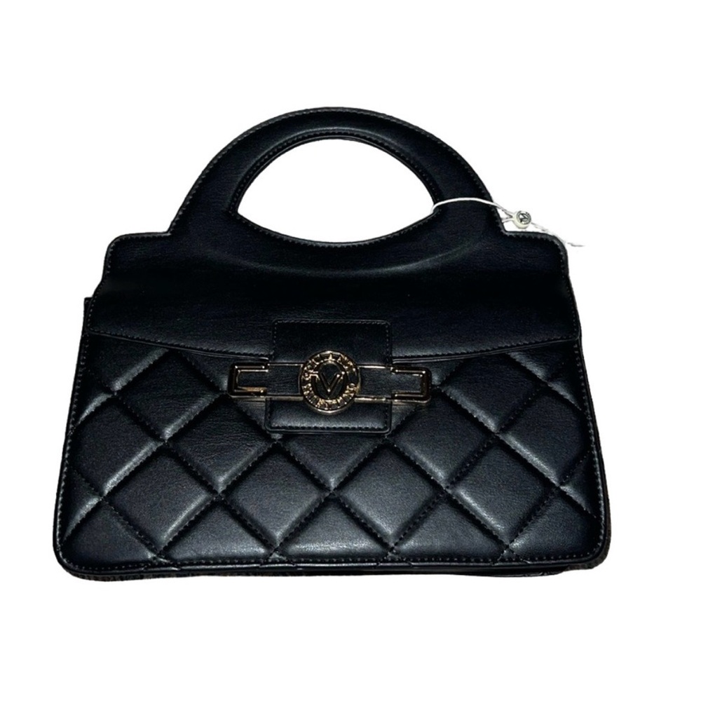 Valentino Orlandi NWT Black Quilted Vegan Leather Clutch with Shoulder Strap - Picture 2 of 8